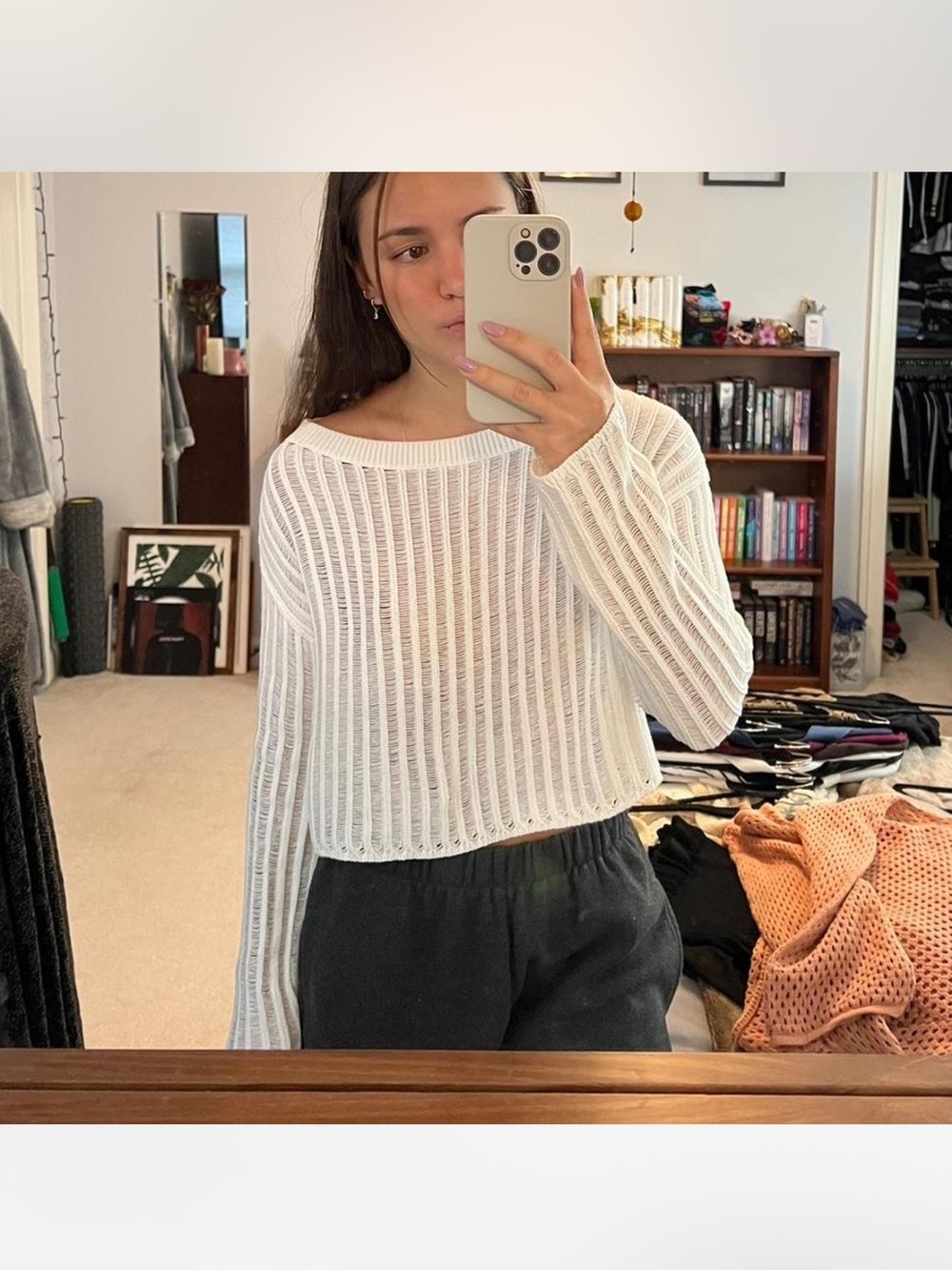 BP white sheer ribbed top
